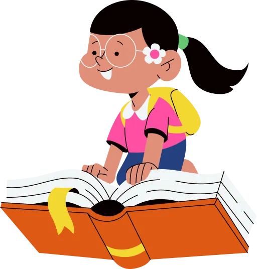 Criança sobre livro